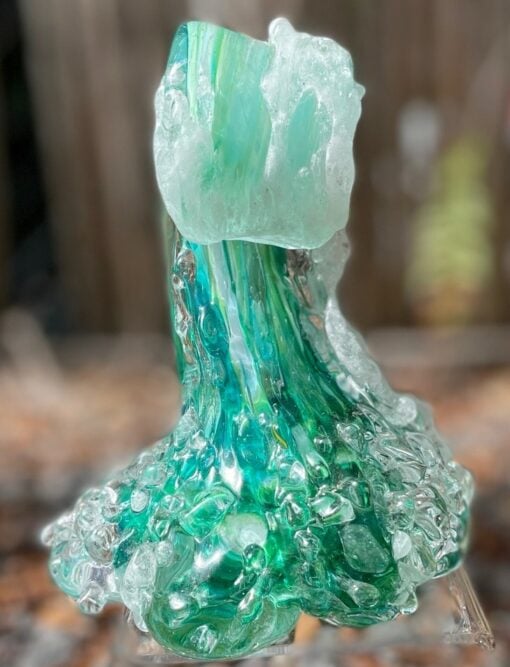 EXAMPLE: Blown Glass Wave Sculpture - Greens by Ryan Staub