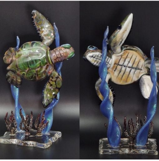 Handblown Glass Honu Sculpture by Chris Upp - Medium Example