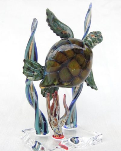 Handblown Glass Honu Sculpture by Chris Upp - Large Example