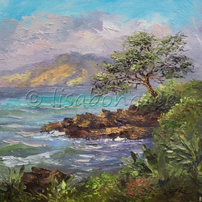 an original oil painting of an oceanfront scene from Wailea Maui.