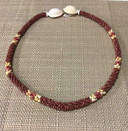 Ni'ihau Lei, 20" 4-Tie Poepoe with 14K gold-filled clasp. Created by master artisan Maile Kanahele.