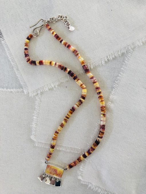 Yellow & Purple Spiny Oyster Shell Necklace