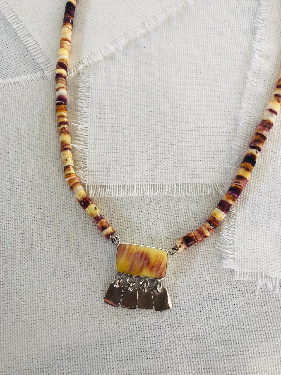 Yellow & Purple Spiny Oyster Shell Necklace - Maui Hands