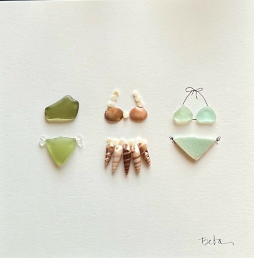 Three Bikinis Sea Glass Art by Beba O'Brien - EXAMPLE