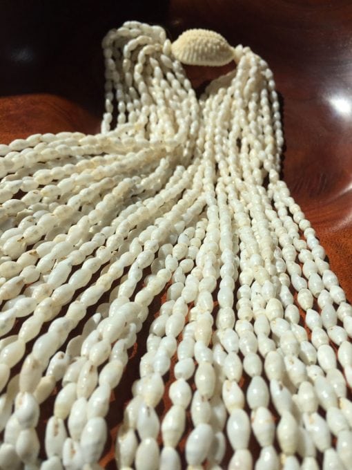 Niʻihau Collector's Lei, 44" 20-Strand Keʻokeʻo Ikaika Lāiki. Crafted by master artisan Ane Kanahele.