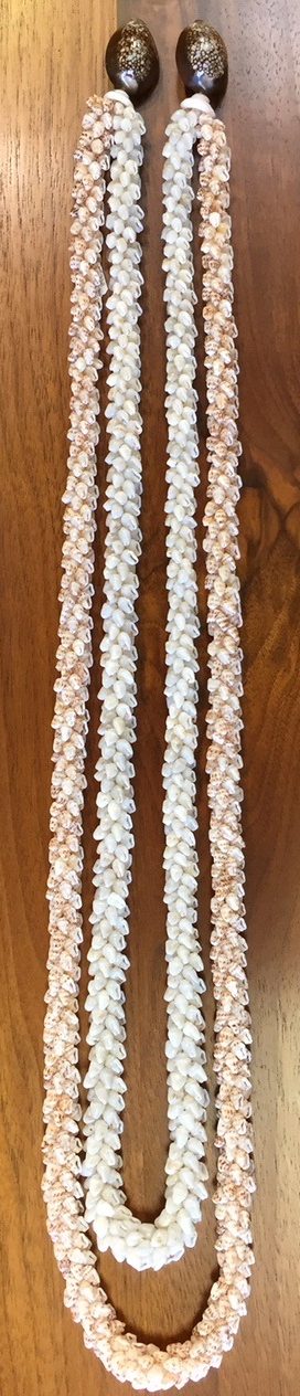 Niʻihau Collectors’ Lei, 37.5″ and 34″ 2-Strand Coconut - Full Length - PANJ1003