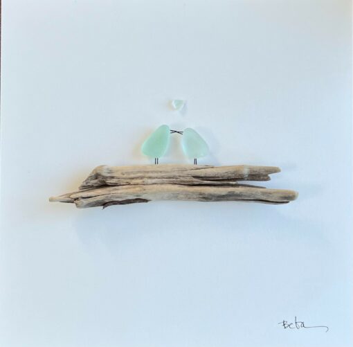 Love Birds Sea Glass Art by Beba O'Brien - EXAMPLE