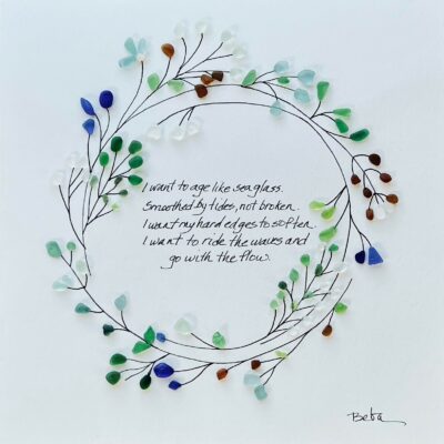 Poem Wreath Sea Glass Art by Beba O'Brien - EXAMPLE