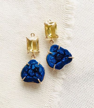 Azurite Geode Earrings by Luchia McKinnon - LMK223