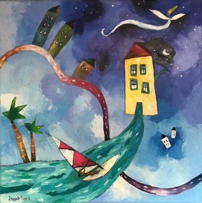 "Dancing Houses With Windsurfer" by Janet Davis - JCD114