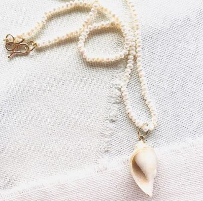 Druzy Shell Pearl Necklace by Luchia McKinnon - LMK230
