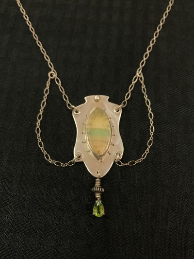 Fluorite With Peridot Drop Necklace by Stone O'Daugherty - SOJ526