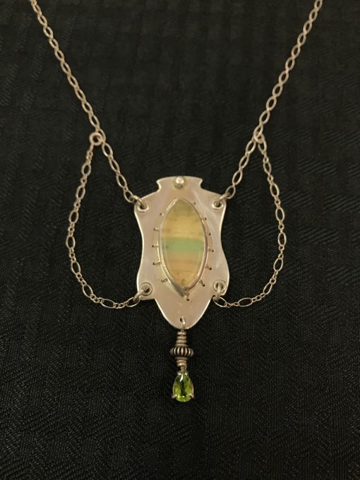 Fluorite With Peridot Drop Necklace by Stone O'Daugherty - SOJ526