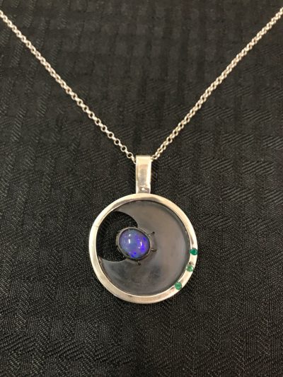 Opal With Emeralds Necklace by Stone O'Daugherty - SOJ798