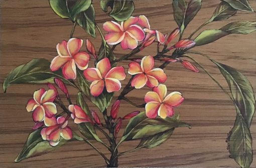 "Fuschia And Orange Plumeria" by Christine Halton - CH563