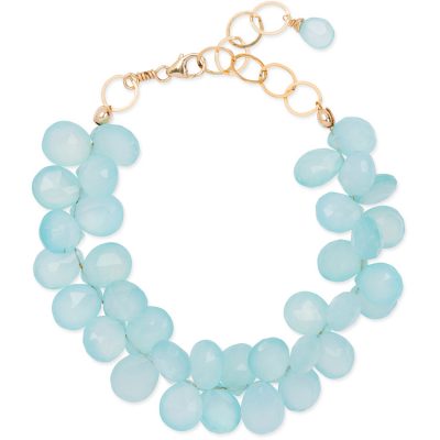 Aqua-Chalcedony Cluster Bracelet. Part of the Maui Collection by Amata Jewelry. 14K gold-filled chain and findings. Handcrafted in Hawai'i.