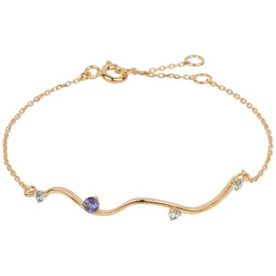 Blue Topaz and Iolite Wave Bracelet in gold vermeil. Part of the Maui Collection by Amata Jewelry. Handcrafted in Hawai'i.