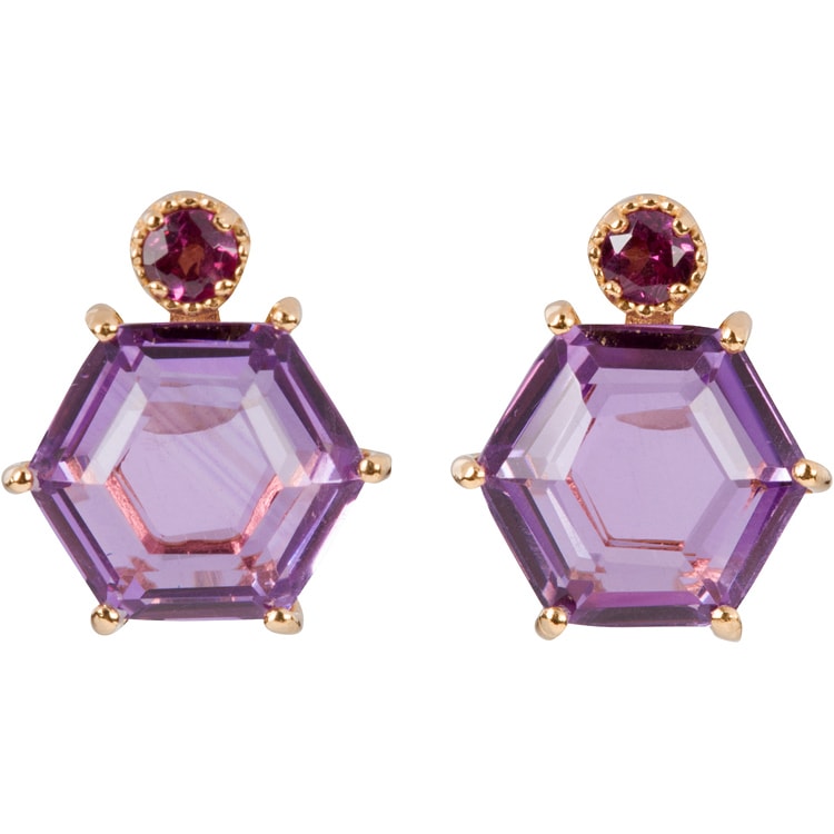 Amethyst and Garnet Earrings by Amata Jewelry - Maui Hands