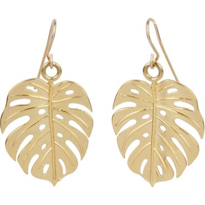 Monstera Earrings with 14K gold-filled French hooks - Amata Jewelry by Ladini - Handcrafted in Hawai'i