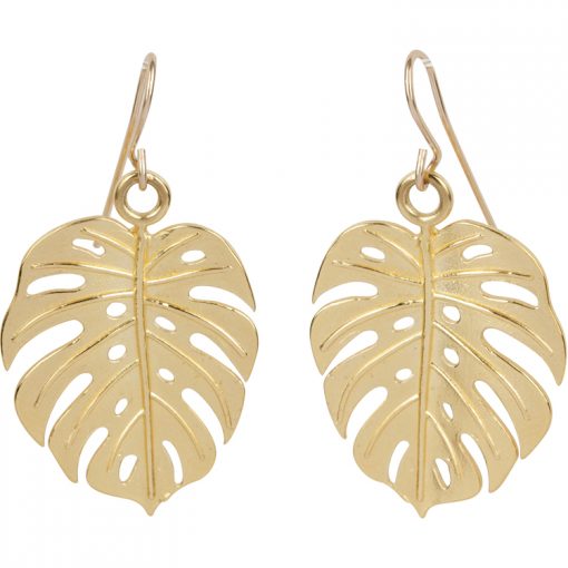 Monstera Earrings with 14K gold-filled French hooks - Amata Jewelry by Ladini - Handcrafted in Hawai'i