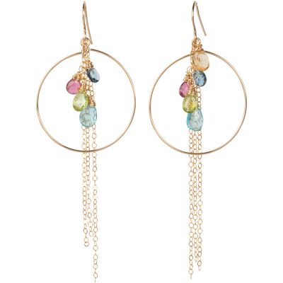 Anuenue (Rainbow) Circle Earrings, 14K gold-filled circles and French hooks - Amata Jewelry by Ladini - Handcrafted in Hawai'i