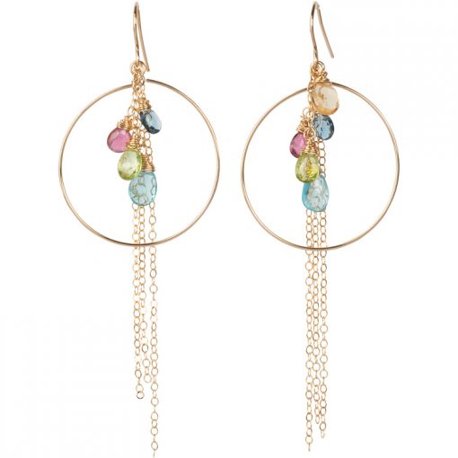 Anuenue (Rainbow) Circle Earrings, 14K gold-filled circles and French hooks - Amata Jewelry by Ladini - Handcrafted in Hawai'i