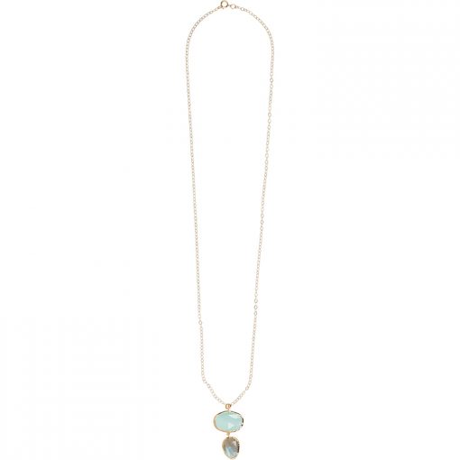 Aqua and Labradorite Necklace in gold vermeil - Amata Jewelry by Ladini - Handcrafted in Hawai'i.