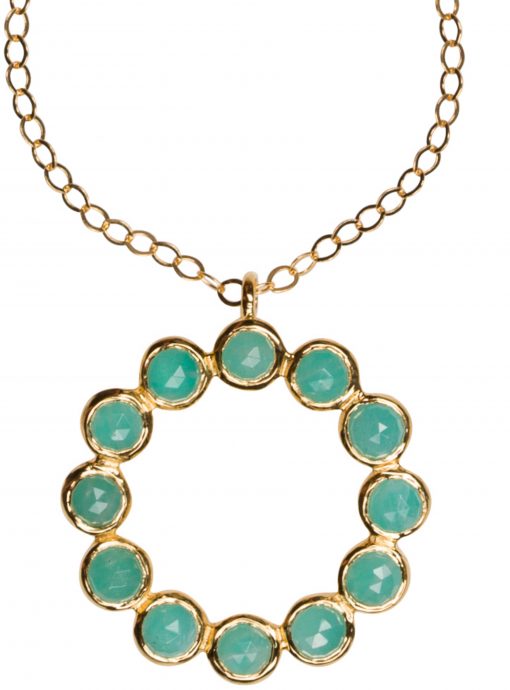 Amazonite Circle Necklace in gold vermeil - Amata Jewelry by Ladini - Handcrafted in Hawai'i.