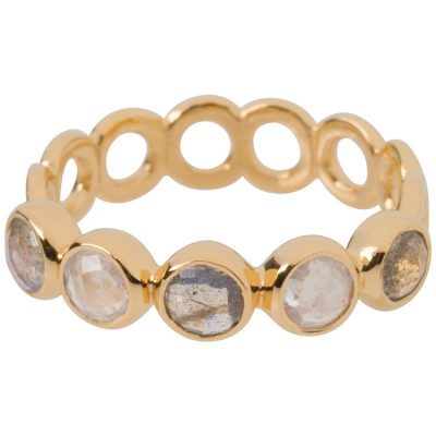 Moonstone and Labradorite Haku Lei Ring in gold vermeil - Amata Jewelry by Ladini - Handcrafted in Hawai'i