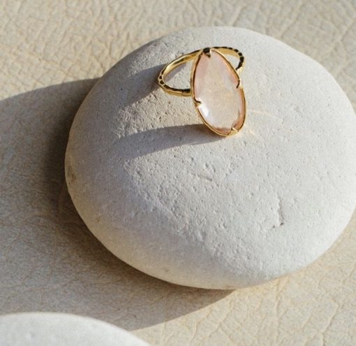 Rose Quartz Statement Ring in gold vermeil - Amata Jewelry by Ladini - Handcrafted in Hawai'i