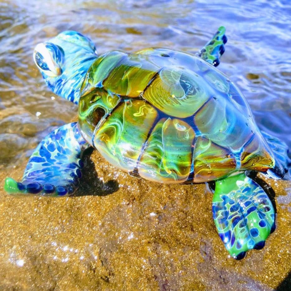 Glass Sea Turtle (Honu) Freestanding - Maui Hands