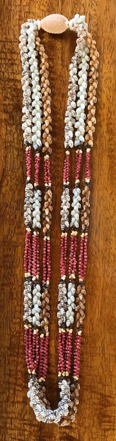 Niʻihau Collectors' Lei, 32" 3-Strand Deluxe Kipona. Crafted by master artisan Kaleialoha Roback.