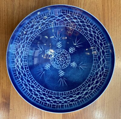 Royal Blue Pineapple Small Shallow Ceramic Plate by Curt Stevens