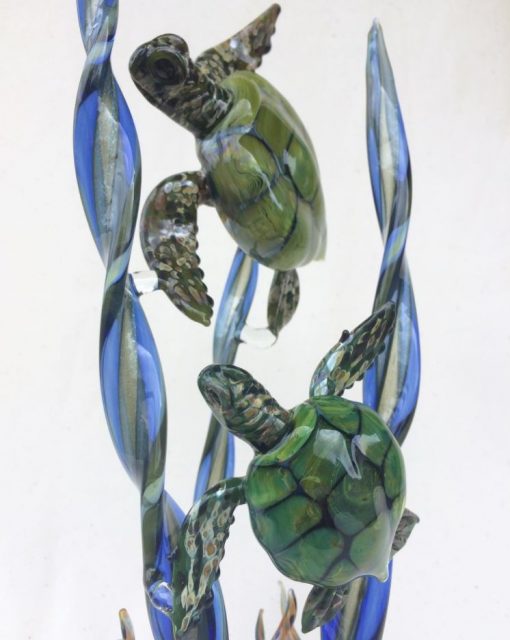 Handblown Glass Honu Pair Sculpture by Chris Upp - Example