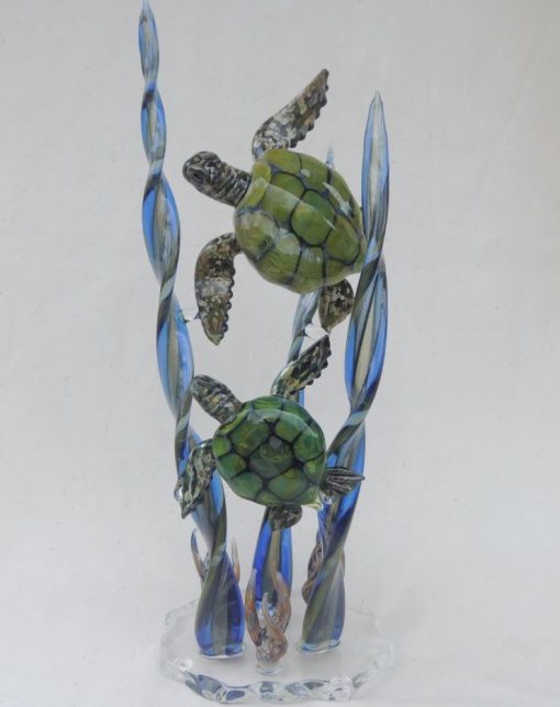 Handblown Glass Honu Pair Sculpture by Chris Upp - Example