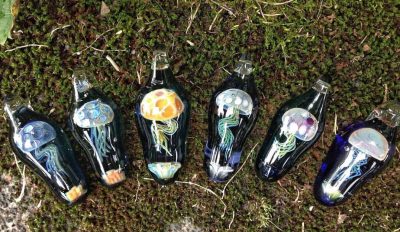 Assorted Handblown Glass Jellyfish Pendants by Chris Upp - Examples