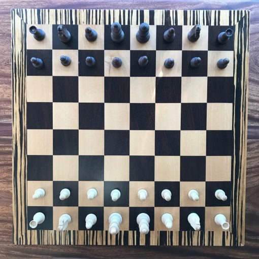 Chess Board in Zebra/Wenge/Maple by Tyler Jellum - Chess Pieces Sold Separately