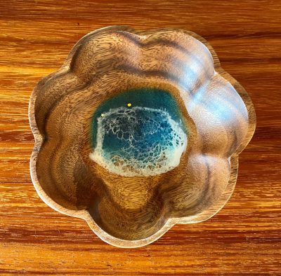 Flower Resin Ocean Wooden Bowl by Leilani Kepler - Example - LKK10