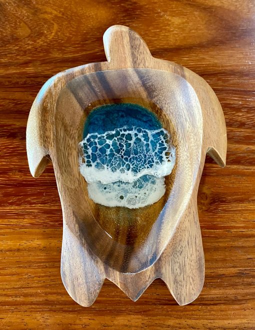 Honu Resin Ocean Wooden Bowl by Leilani Kepler - Medium Example - LKK02