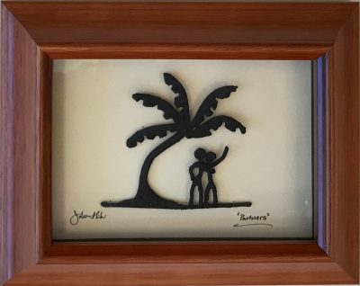 "Partners" Bronze/Pewter Framed Shadowbox Sculpture by John Ilnicki