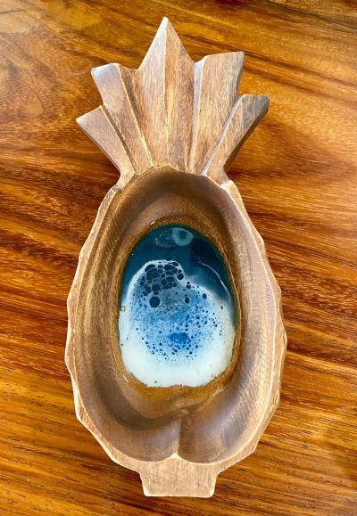 Pineapple Resin Ocean Wooden Bowl by Leilani Kepler - Example - LKK05