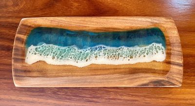 Rectangle Resin Ocean Wooden Platter by Leilani Kepler - Example - LKK07