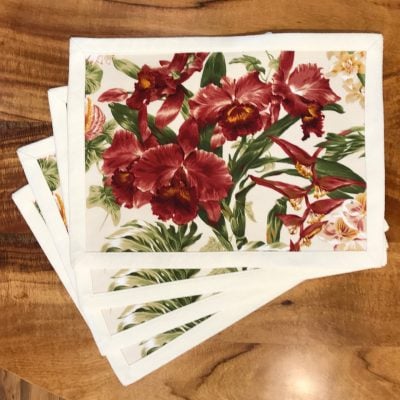 Red Leaf Lauhala Set of 4 Placemats by Bonnie Warren