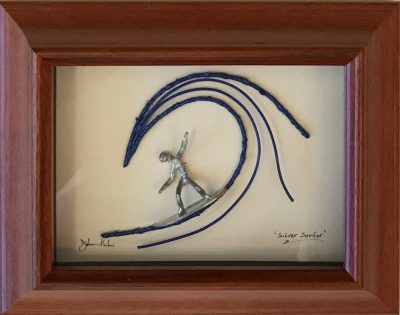 "Silver Surfer" Bronze/Pewter Framed Shadowbox Sculpture by John Ilnicki