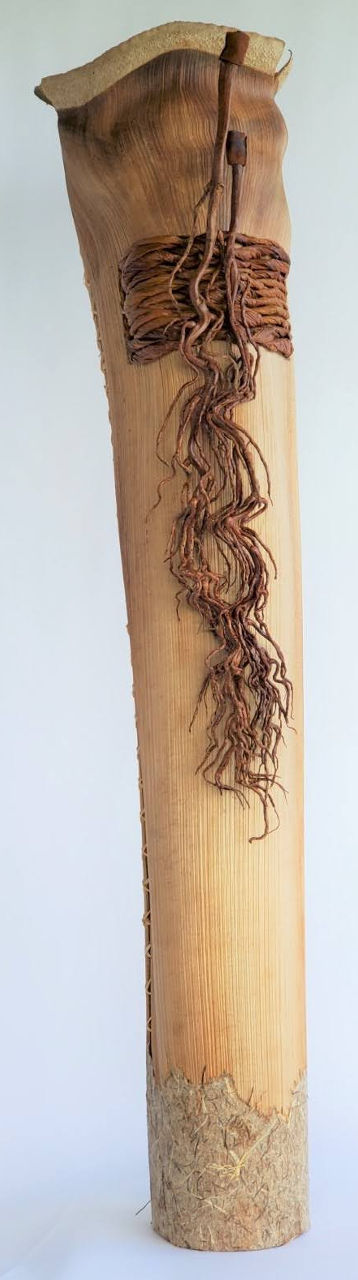 Tall Vessel with Woven Plant Material - Front View - DEE27
