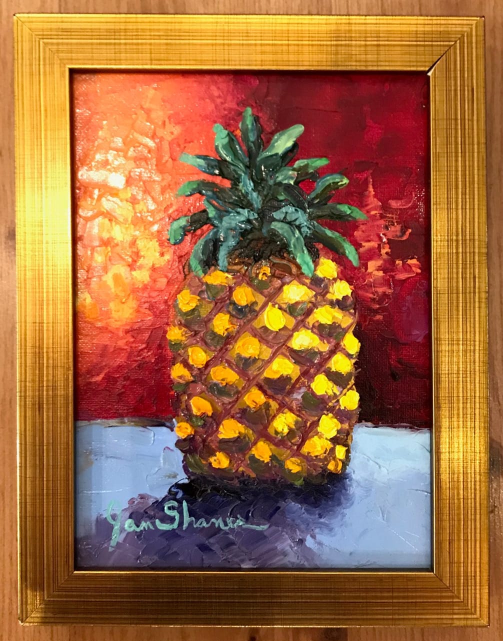 Golden Pineapple Oil Painting By Zaure Kadyke