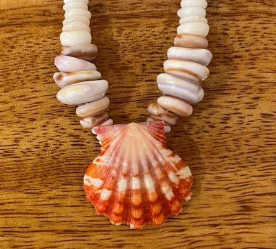 Puka Shell Necklace by Kanna McCann - 17" with Sunrise Shell Drop - PANK1478-L