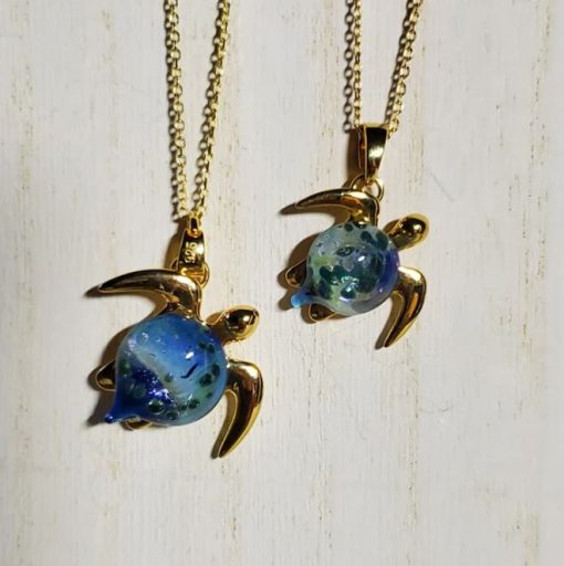 Gold "Akoni" Sea Turtle Pendant by Amy WakingWolf - Large and Small Options