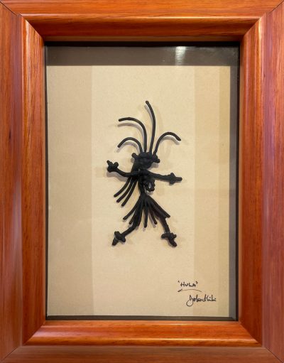 "Hula Wahine" Bronze/Pewter Framed Shadowbox Sculpture by John Ilnicki