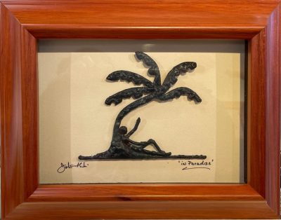 "In Paradise" Bronze/Pewter Framed Shadowbox Sculpture by John Ilnicki